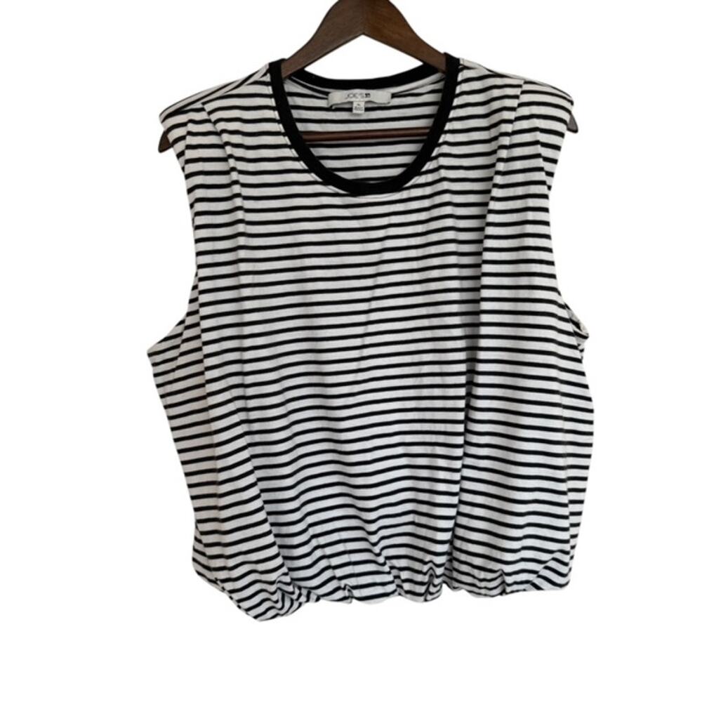 Joe's Jeans Black and White Striped Sleeveless Shirt - XL